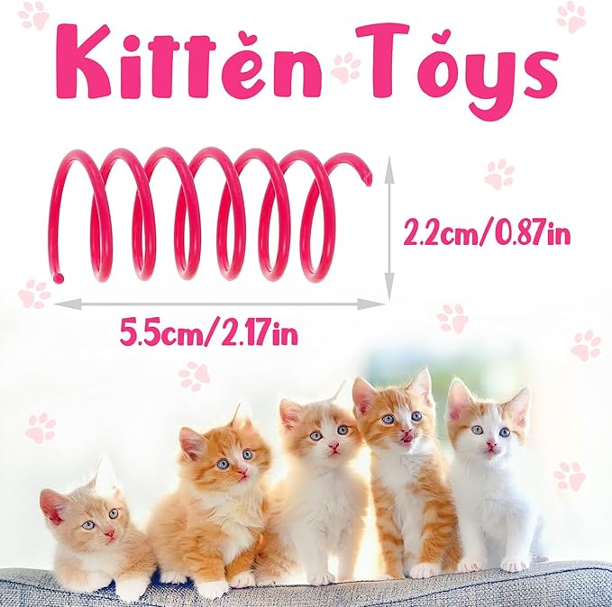 60 Pack Cat Spring Toys, 12 Vibrant Colors Interactive Cat Toys for Indoor Cats and Kittens, Colorful Plastic Springs for Cats - Durable Spiral Cat Toy for Batting, Biting, and Chasing