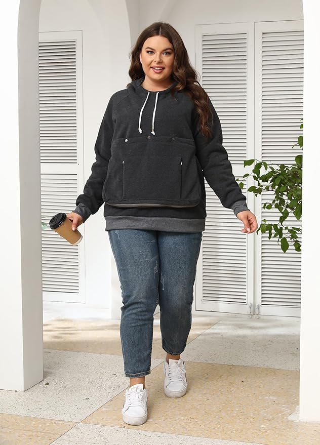 Unisex Cat Pouch Hoodie Long Sleeve Kitten Puppy Holder Hoodies Front Large Pouch Pet Carrier Sweatshirt