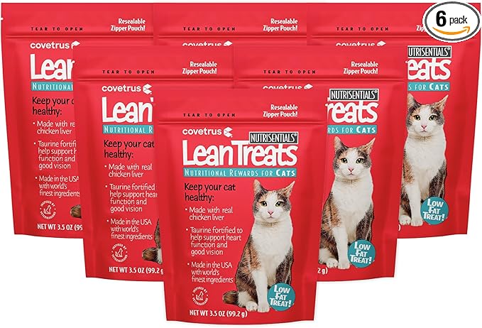 Covetrus Nutrisential Lean Treats for Cats - Soft Cat Treats for Small, Medium, Large Cats - Nutritional Low Fat Bite Size - Chicken Flavor - 6 Pack - 3.5oz