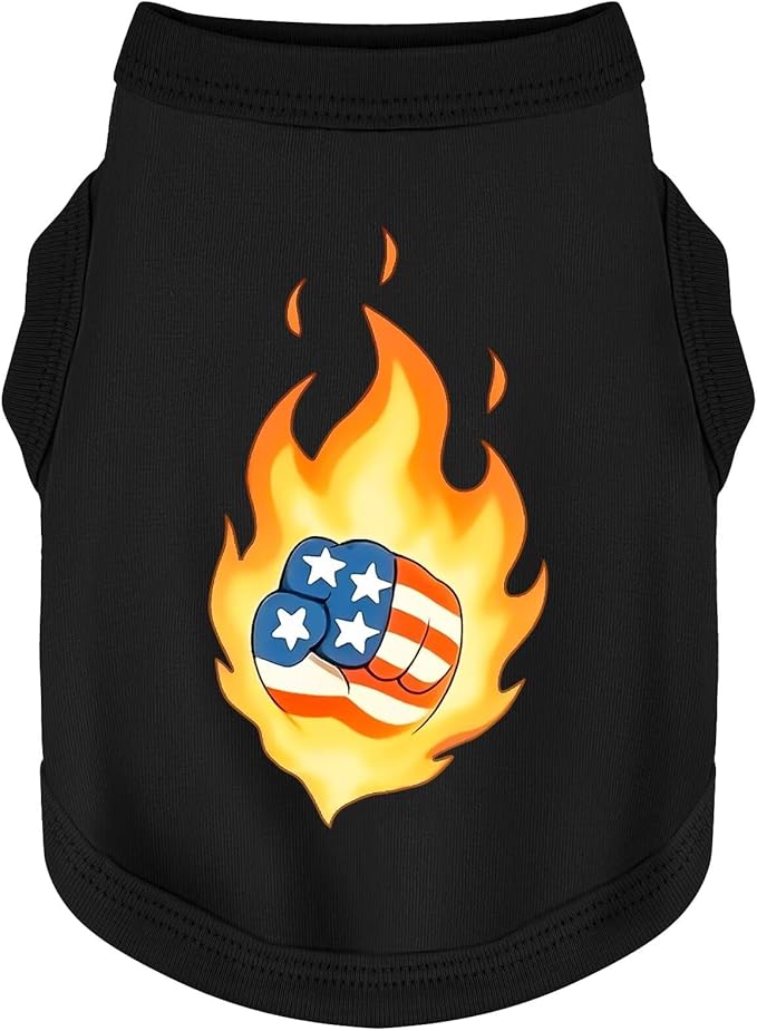 Discover Cozy Cotton Canine Wear: Soft, Lightweight, and Breathable Dog Shirt Vest, Keeping Your Furry Friend Warm and Comfy! Fist Flag 2XL