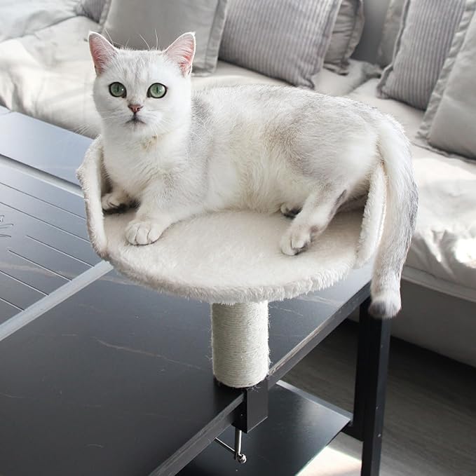 Cat Desk Beds Hammocks Cat Desk Perch for Home Office Indoor Desktop Pet Bed Table Removable Plush Plank Mat & Sisal Hemp Desk Mounted Kitten Hammock Easy to Install Holds 22 Lbs