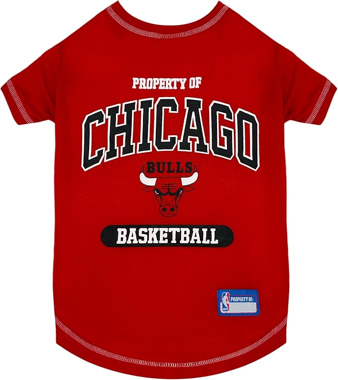 Pets First NBA Licensed Hoodies & T-shirt for Dogs & Cats, Chicago Bulls, Large
