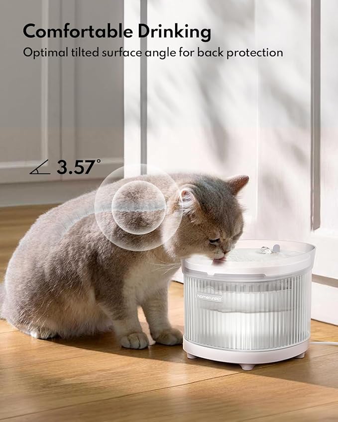 Homerunpet Cat Water Fountain with Wireless Pump, Ultra Quiet, BPA-Free Pet Water Fountain Indoor, Detachable Design Easy to Clean, Ultra Quiet Cat Water Bowl, Filter Included, 2L/68oz