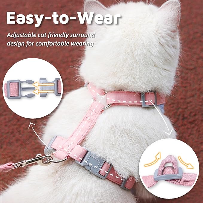 Escape-Proof Cat Harness and Leash Set - Adjustable and Comfortable - Ideal for Walking Cat Outdoors - Fits Small Dogs, Kittens, Medium, and Large Cats (Blue, XS)