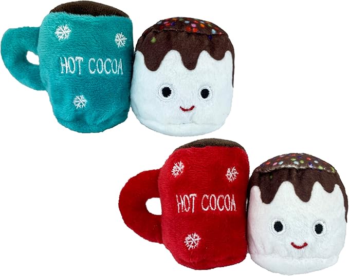 Multipet Hot Cocoa with Marshmallow Cat Toy, 3 Inches (Assorted Color, 2 Pack)