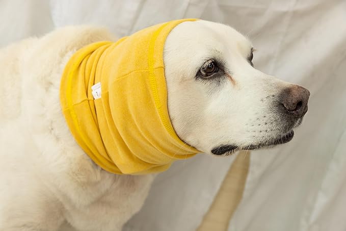 Dog Ear Wrap Hematoma Compression Anxiety Relief Grooming Bathing Dog Snood Pail Lilac+Yellow L