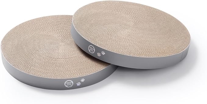 Necoichi Cat Scratcher Bowl Replacement for Indoor Cats - Cat Scratching Lounger with Reversible Usability and Extra Comfort for Lounge, Cardboard Bed Couch / (Regular, Hologram Gray)