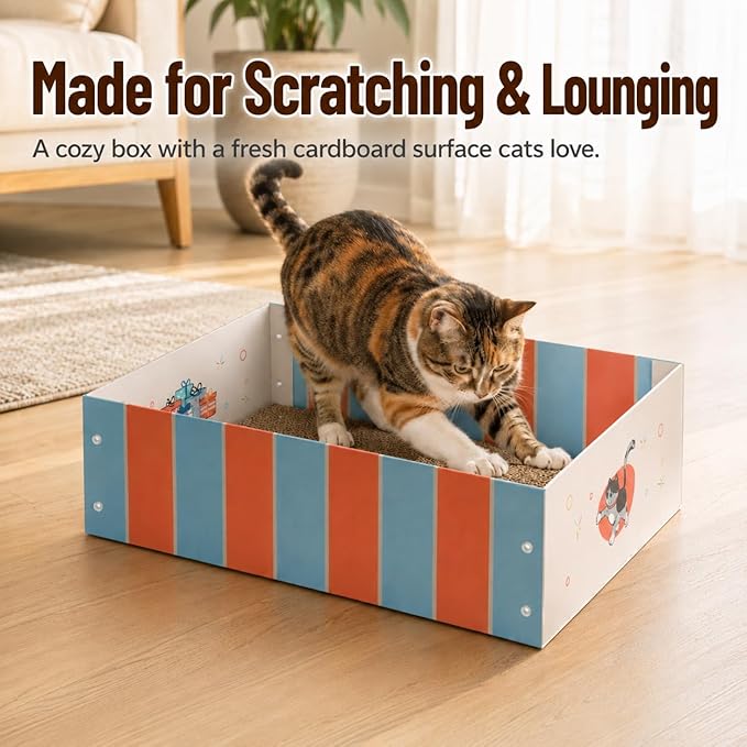 DIY Cat Scratcher Box Kit with Electric Cardboard Cutter – Turn Shipping Boxes Into Fresh Cat Scratch Pads, Reusable Cardboard Cat Scratching Bed for Indoor Cats, Make Your Own Refills at Home