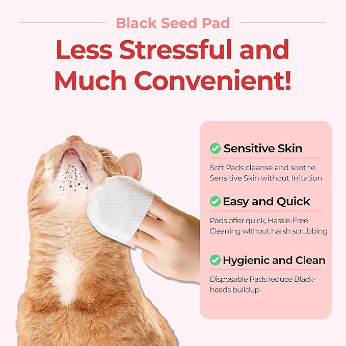 JAYU PET Black Seed Pad - Dry Cat Chin Acne Pad, Double-Sided Dry Pads for Removing Blackhead, 30pcs