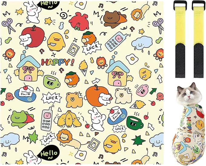 Large Cat Grooming Wrap – Soft Blanket with Magic Straps for Nail Trimming, Bath & Calm Restraint