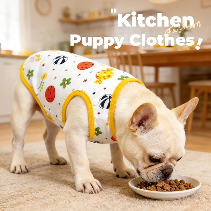 PETCARE Cartoon Dog Shirts for Small Dogs Cute Dog Clothes Yellow Lollipop Tshirt Soft Cotton Puppy Pajamas Breathable Sleeveless Pet Tank Top Spring Summer Dogs Clothes for Chihuahua Yorkie Shih Tzu