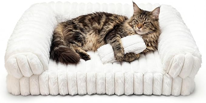 Cat Bed, Cat Beds for Indoor Cats, Winter Self Warming Pet Sofa Bed, Washable Medium Pet Bed for Puppy and Small to Large Kitten with Anti-Slip Bottom, Fits Up to 65lbs Pets