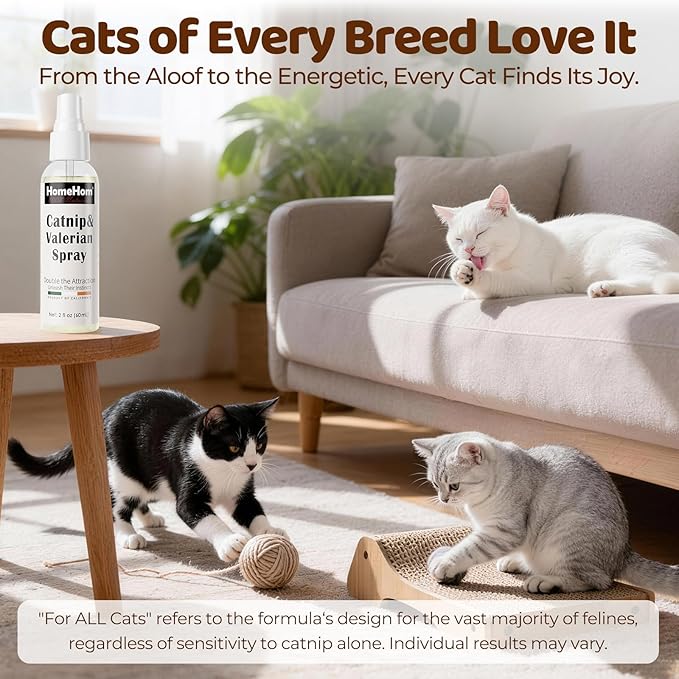 Catnip Spray for Cats with Valerian,Double Plant-Power Loved by 90% of Cats,Extra-Strength Attractant to Refresh Toys & Supercharge Playtime,100% Natural, No-Stain Mist-2oz