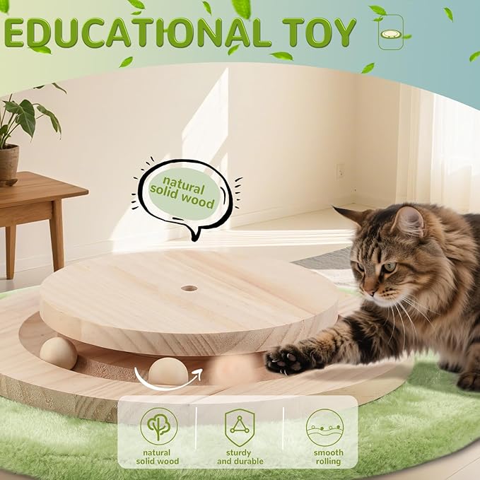 45'' Extra Tall Cat Scratching Post for Large Cats,3.5Inch Natural Sisal Scratcher with Solid Wood Base,Stable Cat Scratch Post with Interactive Toy,Self Groomer,Climbing Pole for Full Body Stretching