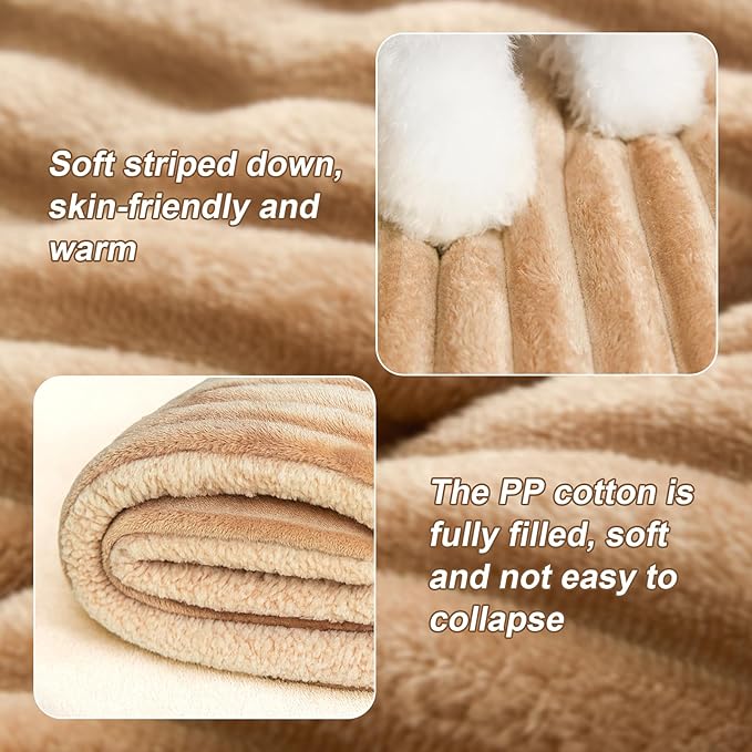 Jiupety Cat Bed for Indoor Self Warming Cat Bed Mat Ultra-Soft Cat Beds Machine Washable Pet Bed,Multifunction Folding Pet Blanket for Small Dogs and Cats Brown,26X19In