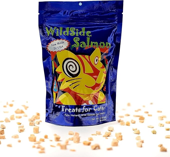 WildSide Salmon - Wild Alaskan Salmon Freeze Dried Cat Treats - Healthy and Organic Cat Food - 3 Ounces (3 Pack)
