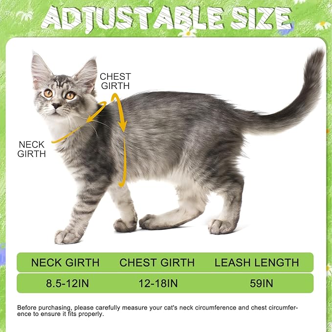 EXPAWLORER Cat Harness and Leash Set with AirTag Holder, Escape Proof Safe Lightweight Adjustable Soft Kitten Harness Set with Bowknot for Small Medium Large Cat Walking Travel Outdoor, Lemon