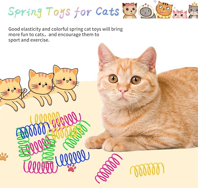 240 Pack Cat Spring Toy, Cat Kitten Toys Plastic Coil Spiral Spring Interactive for Swatting, Biting, Hunting
