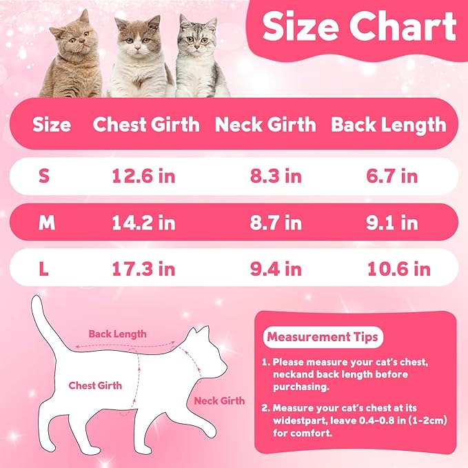 Coppthinktu Cat Recovery Suit for Female Cats After Spay, Breathable Cat Onesie Kitten Onesie Bodysuit, Cat Surgery Recovery Suit for Abdominal Wounds Anti Licking E-Collar Alternative