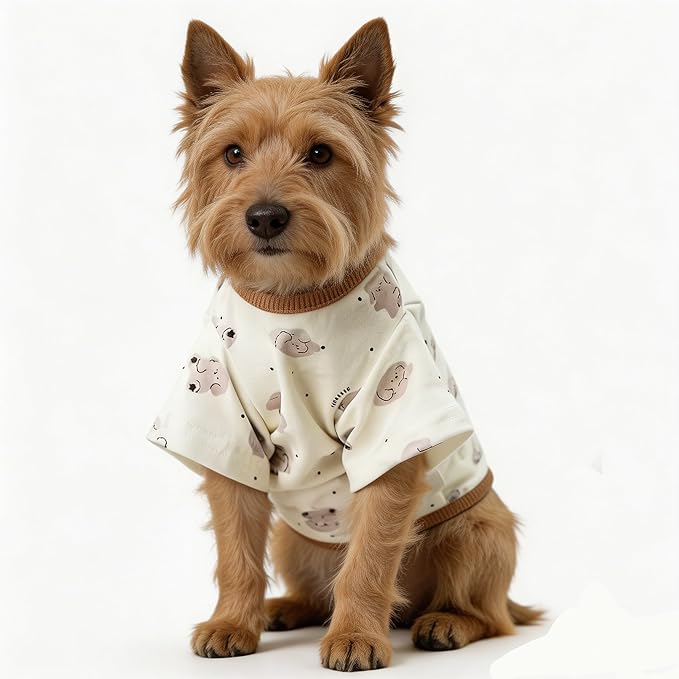 Cute Dog Shirt, Stretchy Dino Doggie T-Shirt Clothes for Small Dogs, Soft Pet Tee Outfit Cat Apparel for Daily Wear, Cozy Pullover Design Puppy Apperal (Doggie, X-Large Size for 12-16.5lb Pets)