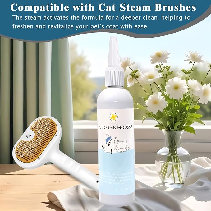 Pet Steam Brush Dog Cat 2026 New Grooming Comb for Shedding Concentrated Waterless Shampoo, 3-in-1 Grooming Spray Comb Mist, 2*Shampoo(Steam Brush not Included)