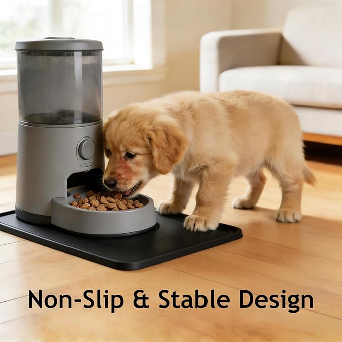 Silicone Dog Food Mat, 18.5x11 Non-Slip Waterproof Pet Food Mat with Raised Edge, Spill Proof Floor Protector for Automatic Feeders Indoor