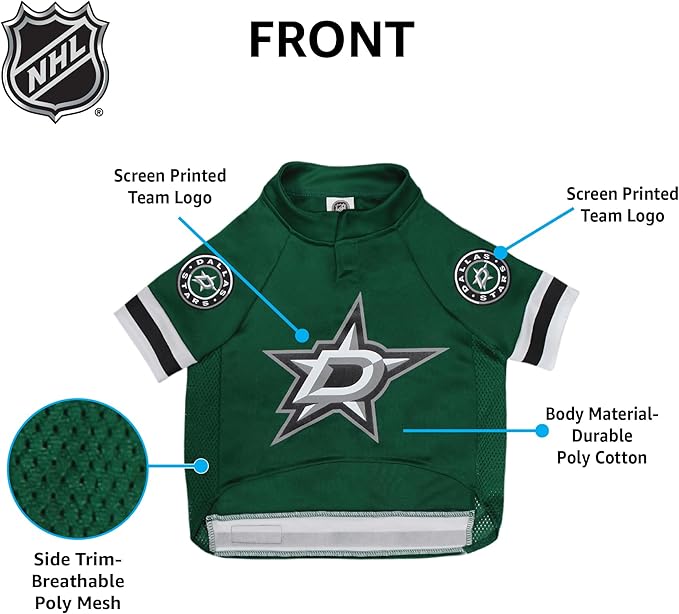 Pets First NHL Dallas Stars Jersey for Dogs & Cats, Large. - Let Your Pet Be A Real NHL Fan!