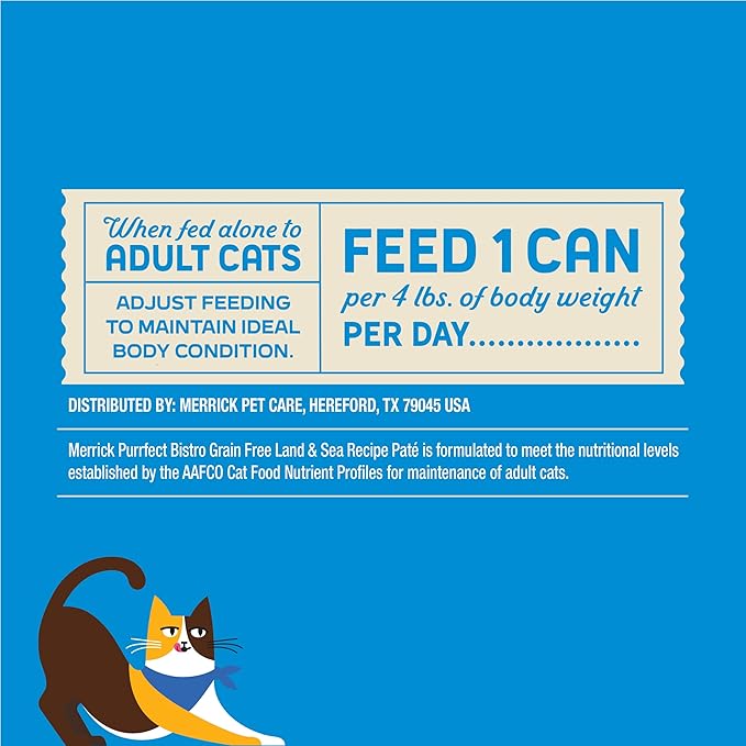 Merrick Purrfect Bistro Grain Free Premium Soft Canned Pate Adult Wet Cat Food, Surfin’ And Turfin’ Recipe - (Pack of 24) 3 oz. Cans