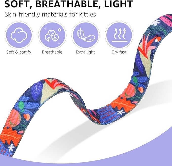 SCENEREAL Adjustable Cat Harness and Leash Set with AirTag Holder, Escape-Proof Design for Small to Large Cats, Lightweight Soft Travel Harness, Navy Blue