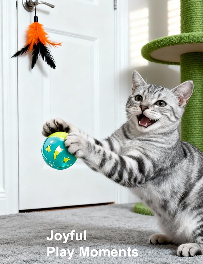 35 Pcs Cat Toys Balls Set for Indoor Cats, Interactive Kitten Toys with Jingle Balls & Catnip to Relieve Boredom, Assorted Pet Play Toys for Kitty (1.5'' - 8.3'')