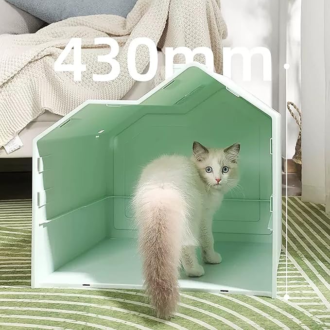 Cat Litter Tray Cats Litter Box with Front Entry/Exit XXL Extra Large Space Toilet Boxes with Drawer Type Cat Litter Tray and Pet Litter Shovel,Prevent Leakage (Color : Pink)