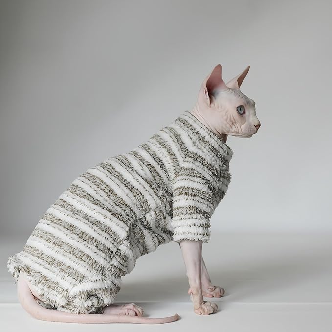 Thick, Warm,Winter Four-Legs Hairless Cat Sweater for Sphynx, Devon Rex, Cornish Rex, Abyssinian, and Small Kitten Breeds, (X-Large)