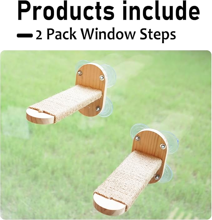2 Pack Cat Window Shelves, Durable Kiity Seat for Window Sill，Furniture Set with Jute Rope for Scratching, Kneading, Climbing