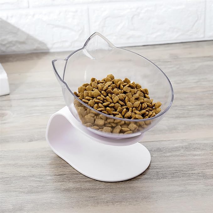 Toyvian Tilted Elevated Plastic Pet Feeding Bowl with Neck Protection for Cats, Single Bowl Suitable for Daily Feeding and Watering