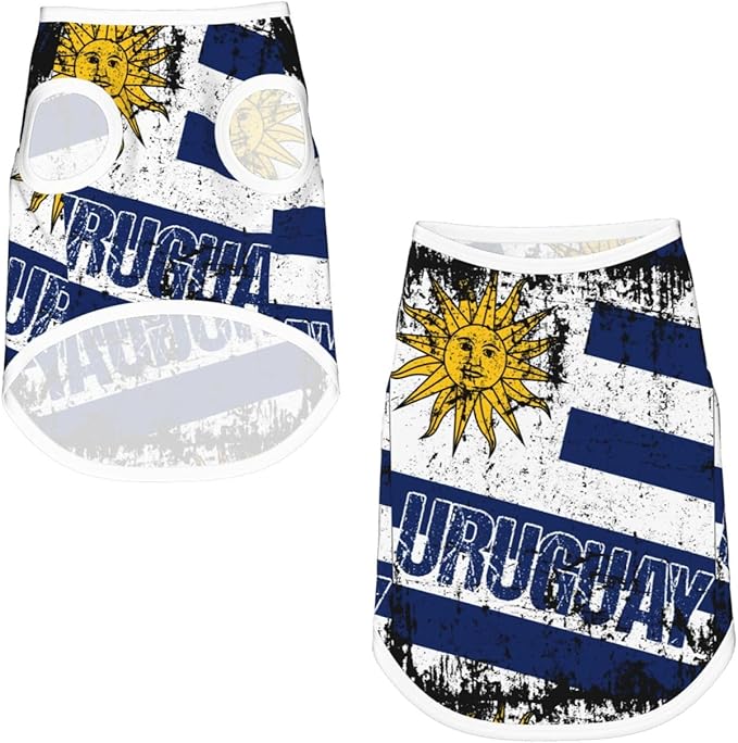 Vintage Uruguay Flag Uruguayan Pride Dog Shirts Sleeveless Puppy Cotton T-Shirts Breathable Dog Clothes Pet Apparel Tank Top Pullover Doggy Cozy Canine Wear for Small Dogs Cats Red Small