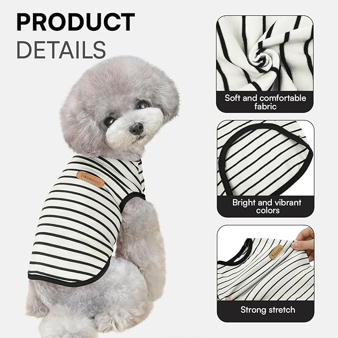 Large Dog Striped Vests 2 Pack, Blue Black, Polyester, Size Large (Chest: 18.5'')