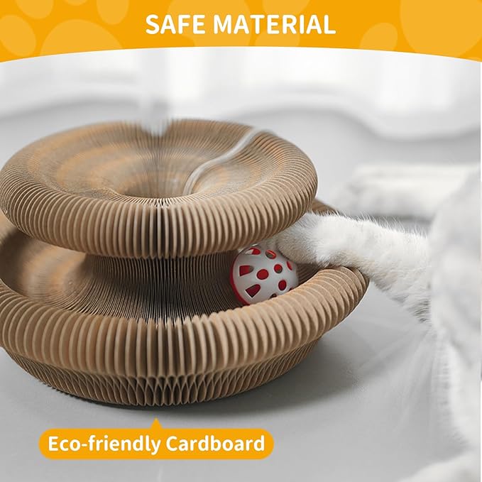 Magic Twist Cat Toy, Collapsible & Double-Sided Infinity Design Kitten Scratching Pad, Eco-Friendly Cardboard, Long-Lasting Interactive Play Toy for Indoor Kittens, 2 Pack, Upgrade
