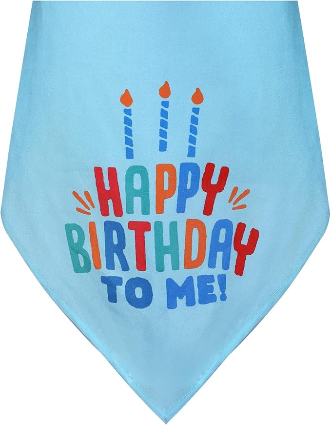Cat Happy Birthday Cake Hat & Bandana Scarfs Set with Colorful Candles for Small Animas, Cat Birthday Party Supplies Decorations (Blue)