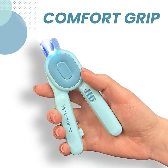 LED Cat Nail Clippers for Cats & Small Pets, Lighted Pet Nail Trimmer, Illuminates Quick for Safe Cutting, Stainless Steel Blades, Removable Nail Catcher & File (Blue)