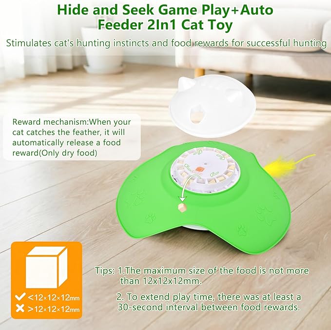 Interactive Cat Toys for Indoor Cats,Rechargeable Whack-a-Mole Automatic Treat Reward Feather Pop-Up Play Toy for Cats, Cognitive Stimulation & Exercise, Durable Pet Entertaining Game with Fluttering