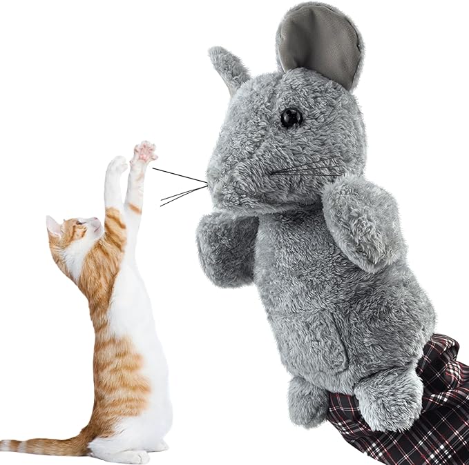 oyeftp Cat Wrestling Glove, Interactive Cat Toys for Fun Play, Thickened & Safe & Soft Cat Wrestling Glove Hand Puppets with Cats Teaser and Bell for Indoor Cats Exercise & Mental Stimulation