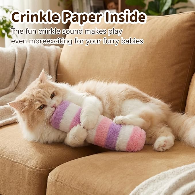 Cat Toys 3 Pack Catnip Pillows, Soft and Durable Crinkle Sound with Catnip Inside, Interactive Cat Toy Indoor Cats Kitten Kicker, Promotes Kitty Exercise Toys Mothers Day Gifts Rainbow