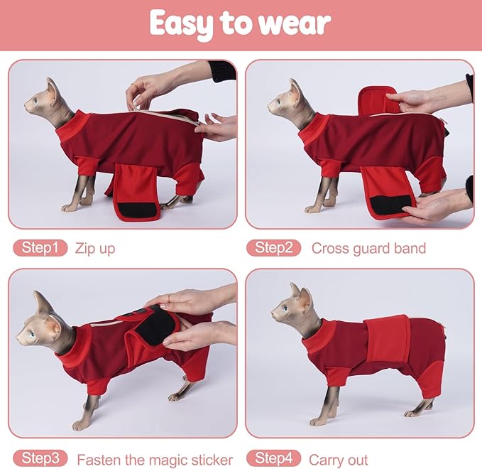 Cat Anxiety Jacket, Adjustable Cat Anxiety Suit with Zipper, Cats Anxiety Vest for Fireworks, Thunderstorm, Travel, Separation, Anxiety Calming Vest Wrap for Cats