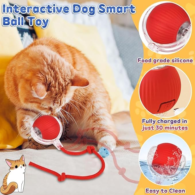 Speedy 2.0 Tail Cat Toys for Bored Indoor Adult Cats,2025 New Generation Interactive Cat Toys for Indoor Cats,Automatic Moving Ball with Tail