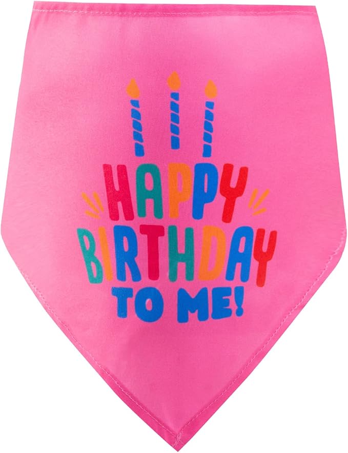 Cat Happy Birthday Cake Hat & Bandana Scarfs Set with Colorful Candles for Small Animas, Cat Birthday Party Supplies Decorations (Pink)