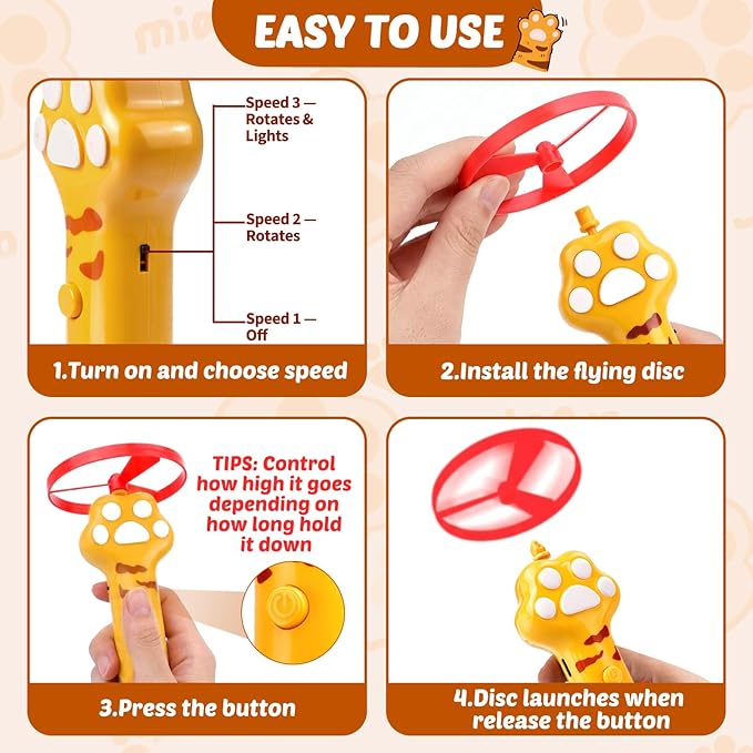 BABORUI Cat Toy Disc, 32Pcs Interactive Cat Fetch Toy Flying Discs, Flying Enrichment Toys for Indoor Bored Kittens & Adult Cats (32Pcs)