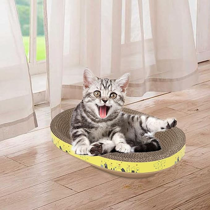 Cardboard Cat Scratcher – Corrugated Bowl-Shaped Scratch Pad | Multipurpose Indoor Cat Toy, Protects Wall, Sofa, Bed, Carpet, Furniture, Playful Scratch for Cats, Kitten Entertainment