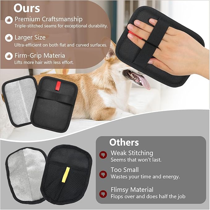 Pet Hair Removal Gloves - Gentle Deshedding Brush for Dogs & Cats, Efficient Fur & Hair Removal, Perfect for Home & Outdoor Use, Comfortable, Easy to Clean & Durable