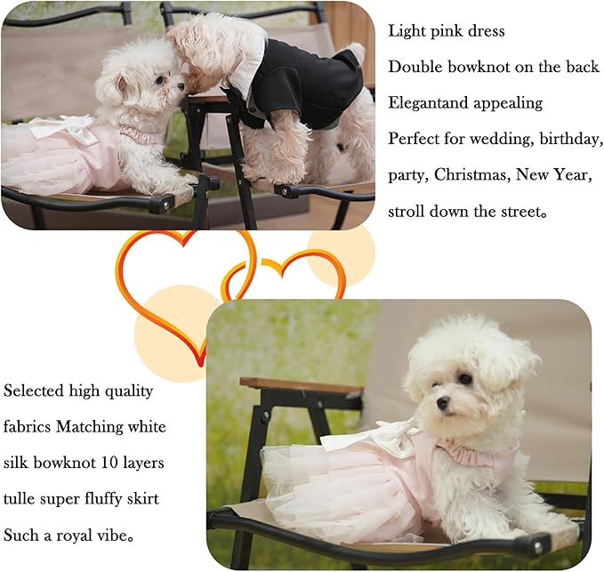 Dog Dress Wedding Outfits, Princess Lace Tutu Strappy Skirt for Female Puppy Small Medium Dogs Girl Cats Costume (Strappy Dress, 2X-Large)