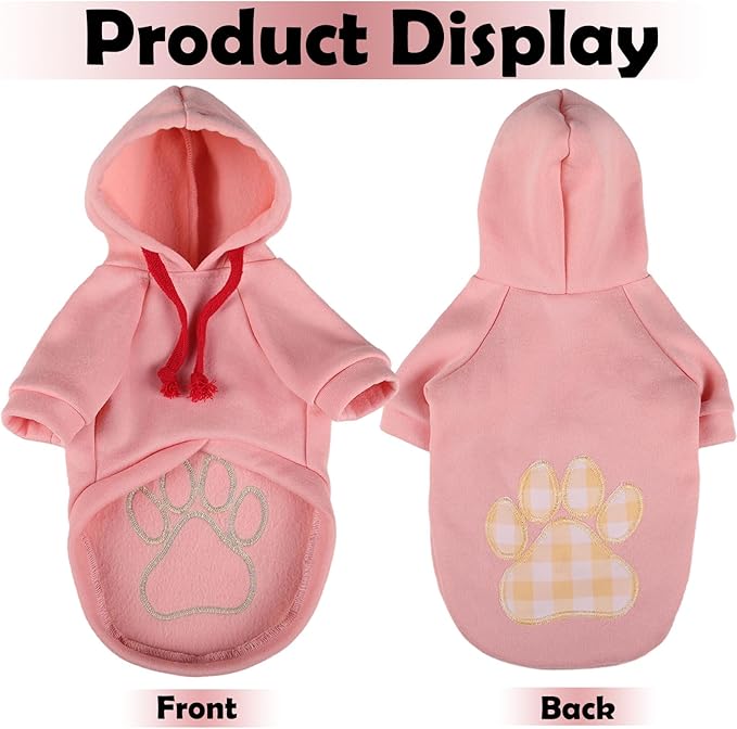 SAWMONG Dog Hoodie,Flannel Pet Hooded Sweater with Hat Puppy Pullover Sweater Shirt,Dog (Pink,M)